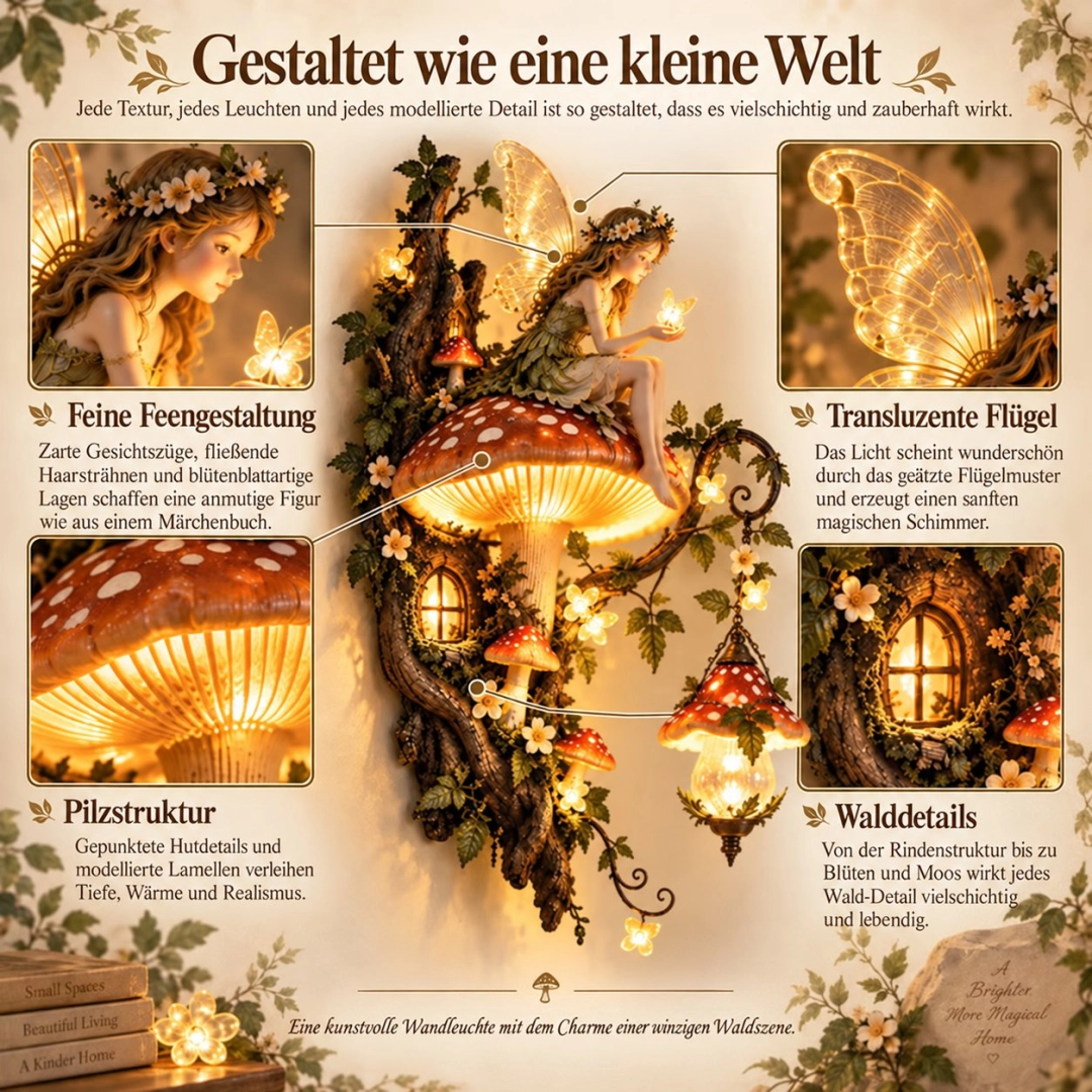 🧚✨ Verzauberte Pilz-Feen-Wandleuchte 🍄🌿