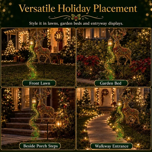 🎄🔥New arrivals- Light-Up Reindeer Lawn Stake, Festive Outdoor Christmas Decor