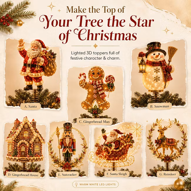 🎅 Lighted Christmas Tree Topper Collection ✨