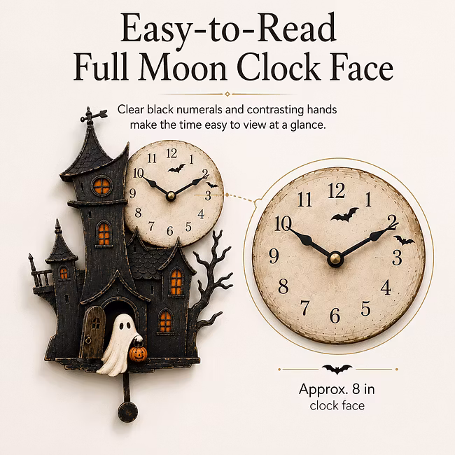 👻Haunted House Pendulum Wall Clock