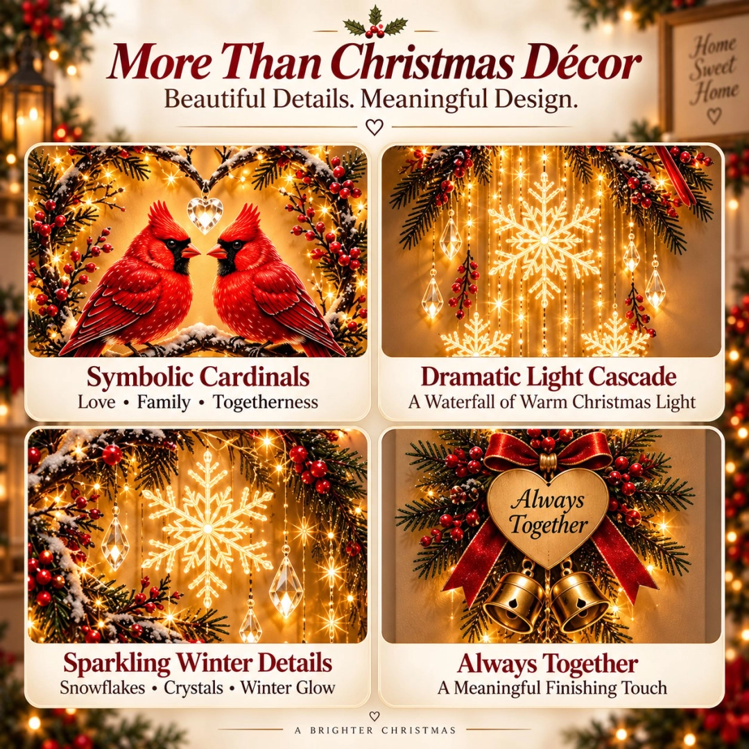 🐦 Always Together Cardinal – Lighted Christmas Wall Decor