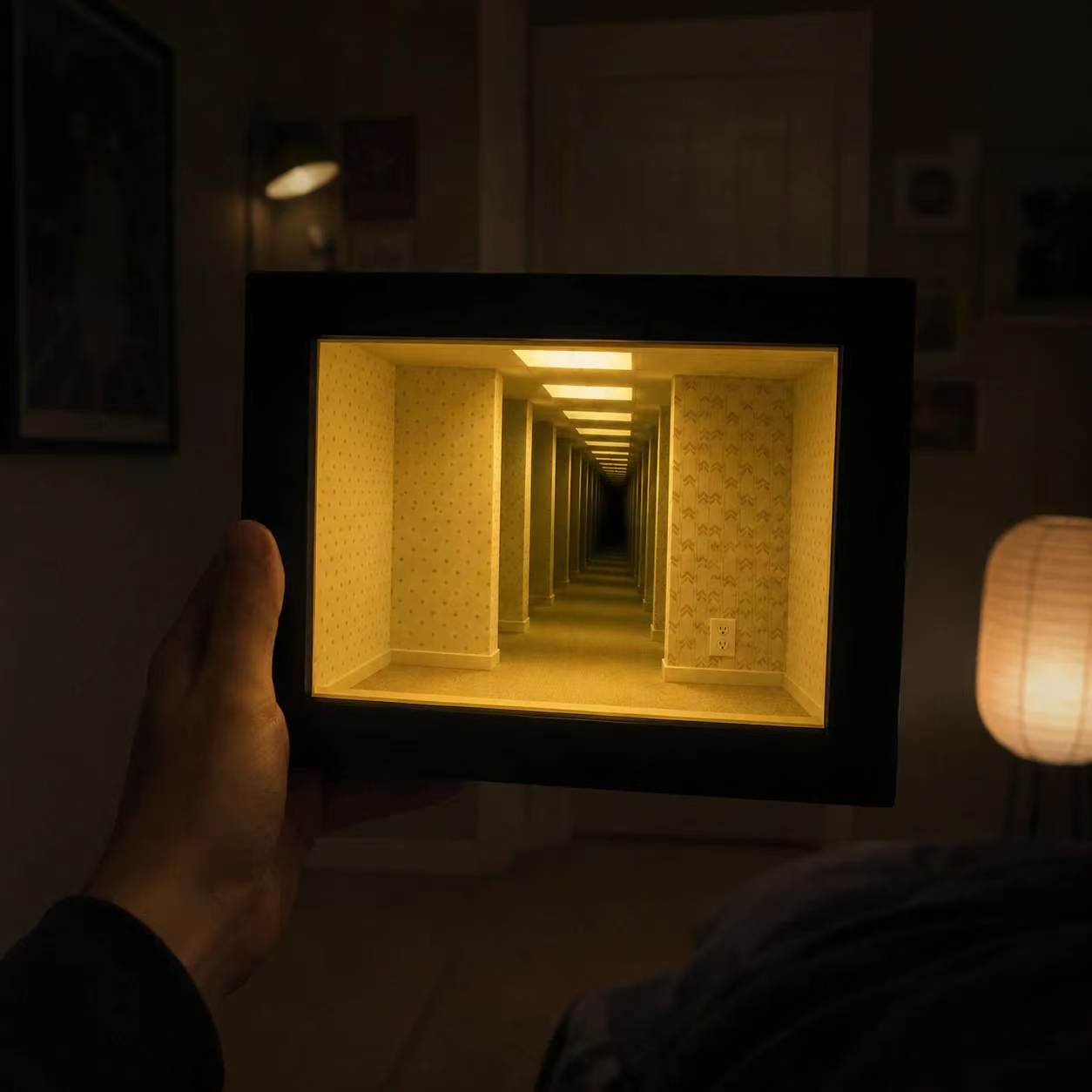 🚪 Backrooms Miniature Diorama Display Box with LED Light
