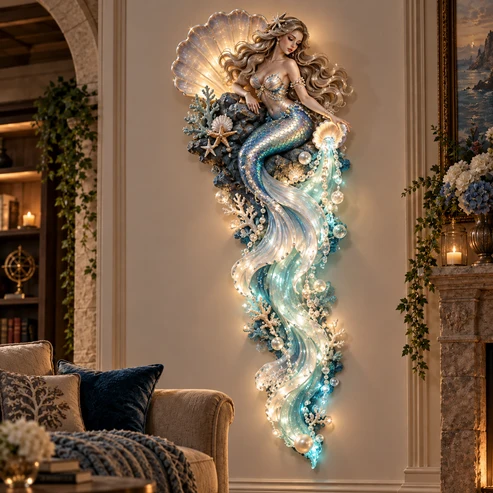 🌊✨ Enchanted Ocean Legends™ Lighted Wall Décor Collection 🐋🧜‍♀️