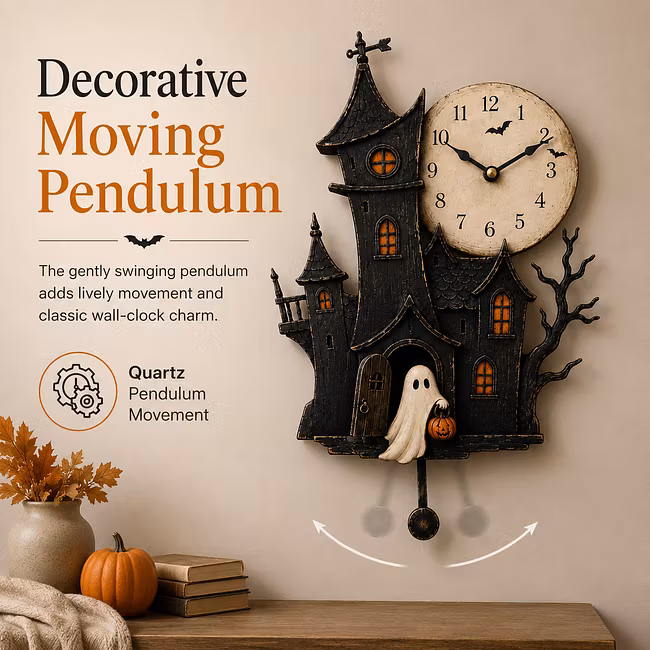 👻Haunted House Pendulum Wall Clock