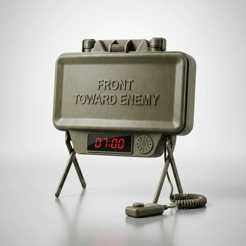Military Claymore Mine Style Heavy-Duty Wake-Up Alarm Clock