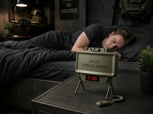 Military Claymore Mine Style Heavy-Duty Wake-Up Alarm Clock