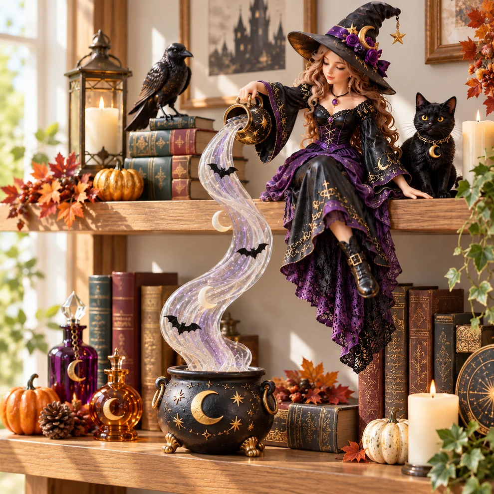 ✨ Halloween Magic Cascade Shelf Light Collectio – Enchanted Bookcase Decor