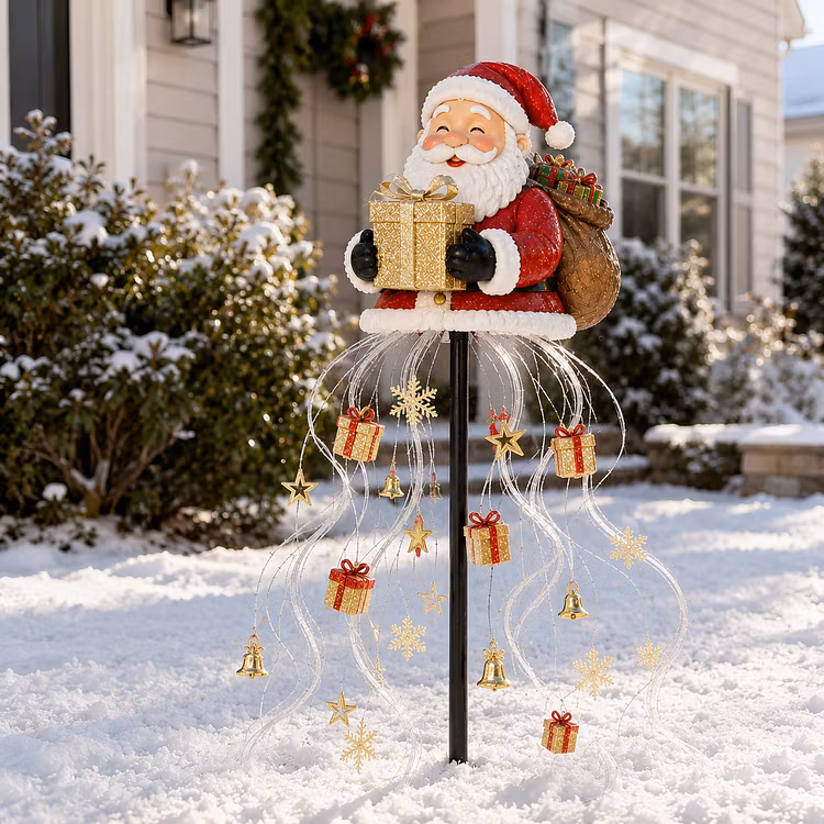 🎅✨ Santa’s Golden Gift Fountain Light 🎁🌟