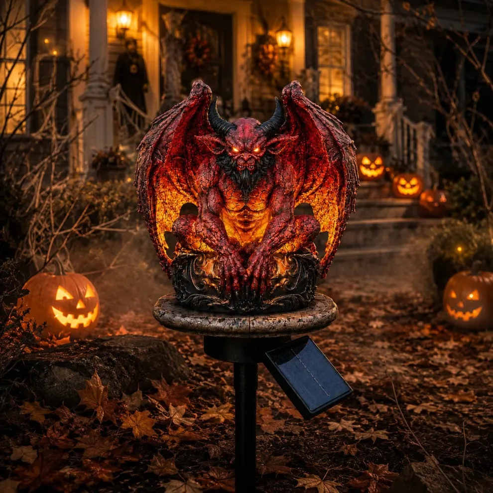 🔥 Gargoyle Guardian Solar Garden Stake Light – 🦇Glowing Gothic Outdoor Yard Decor