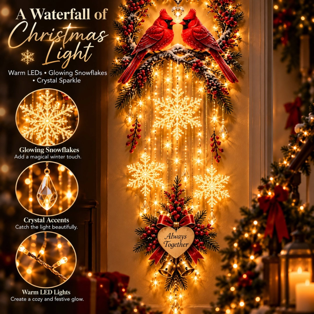 🐦 Always Together Cardinal – Lighted Christmas Wall Decor