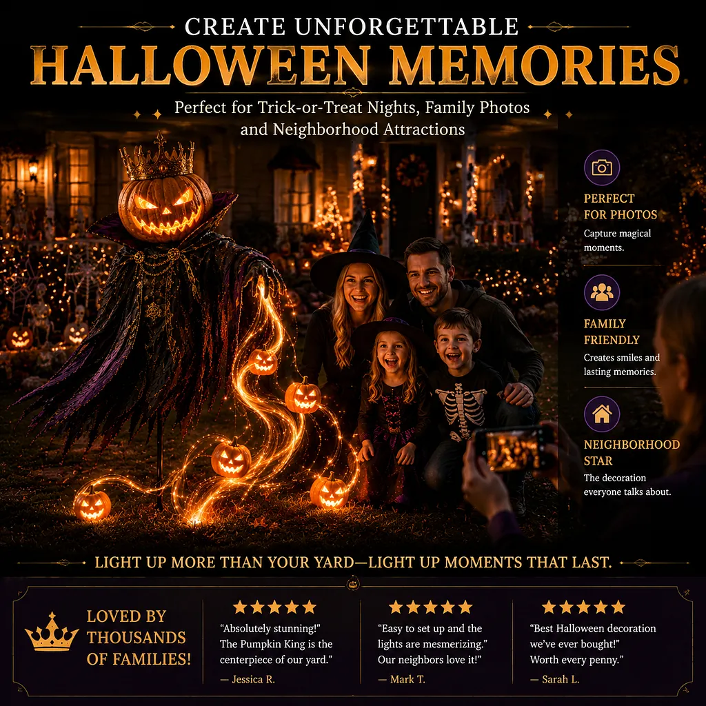Family Halloween memories with Pumpkin King decoration