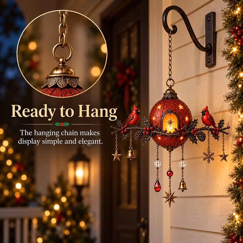 🐦❤️ Cardinal Christmas Memory Glow – Warm Light Holiday Hanging Decor