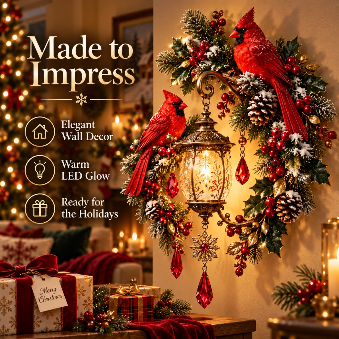 🔥Last Day 49% OFF🔥Cardinal Christmas Lantern Glow – Lighted Holiday Wall Decor