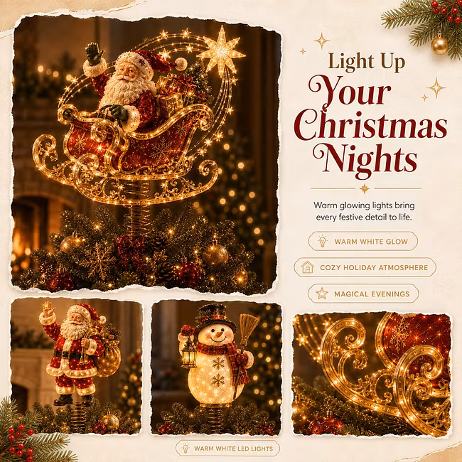🎅 Lighted Christmas Tree Topper Collection ✨