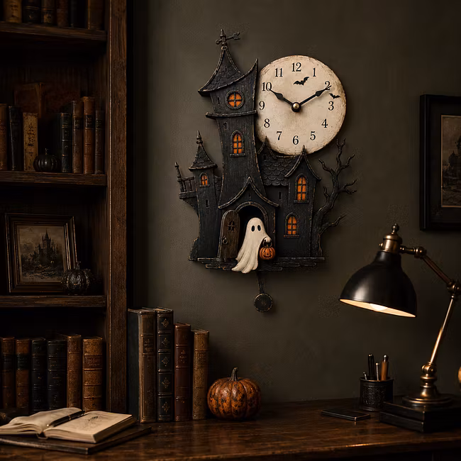 👻Haunted House Pendulum Wall Clock