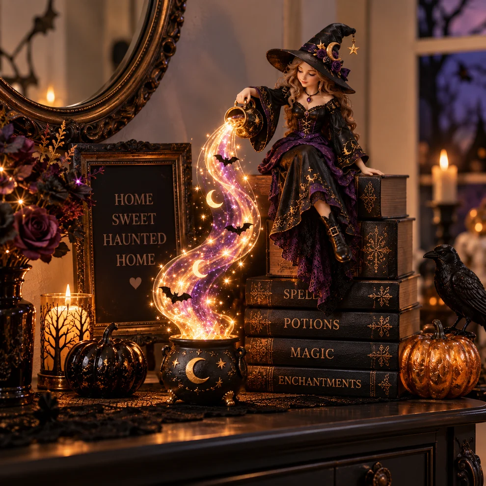 ✨ Halloween Magic Cascade Shelf Light Collectio – Enchanted Bookcase Decor