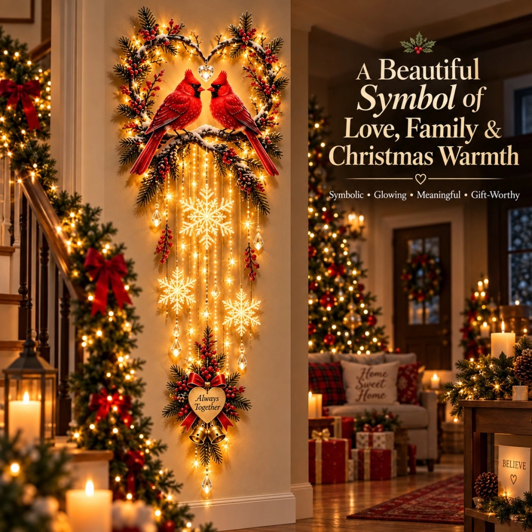 🐦 Always Together Cardinal – Lighted Christmas Wall Decor