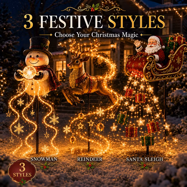 🎅✨ 2026 New Santa’s Flying Sleigh Gift Cascade – Solar Christmas Garden Light