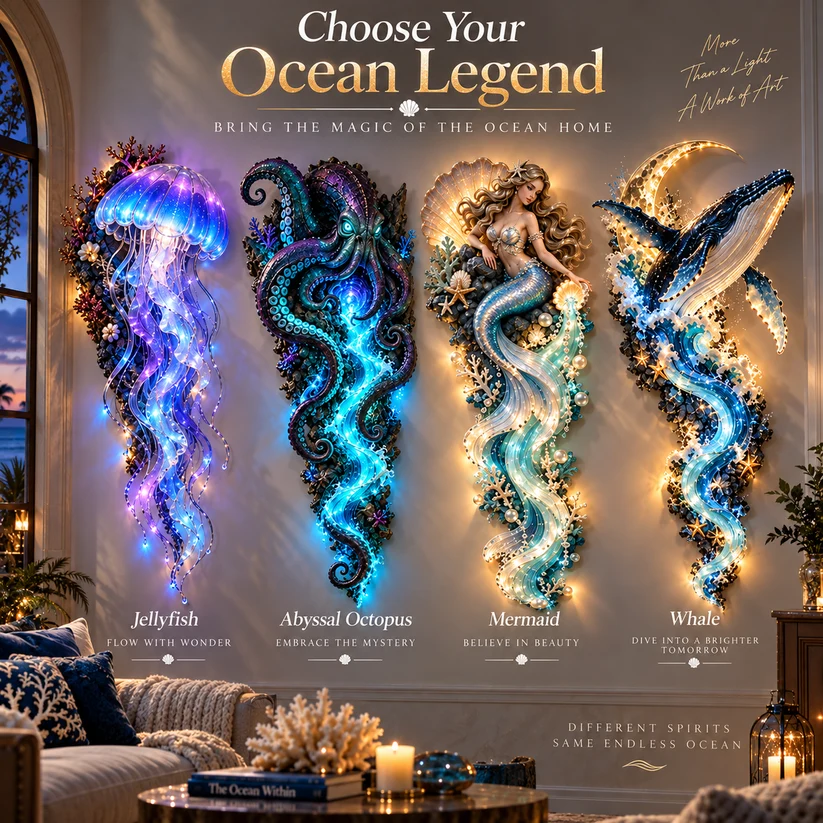 🌊✨ Enchanted Ocean Legends™ Lighted Wall Décor Collection 🐋🧜‍♀️
