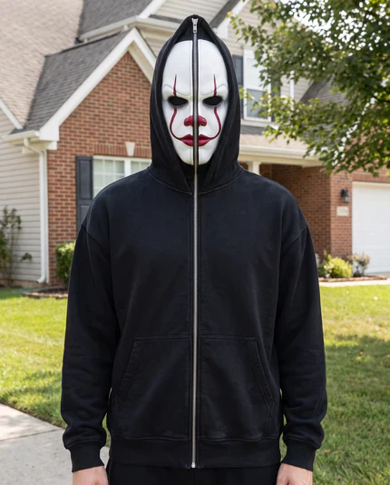Horror Zip Hoodie Halloween Costume Sweatshirt 