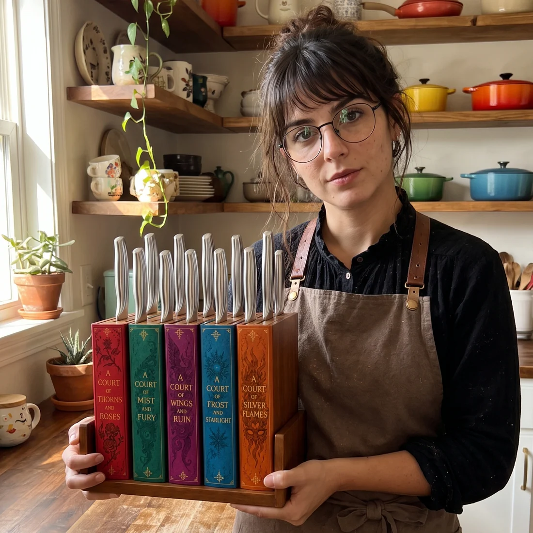 📚🔪Vintage Book Shaped Wooden Knife Block