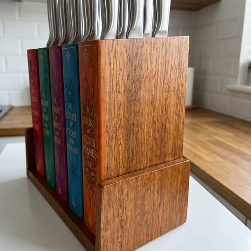 📚🔪Vintage Book Shaped Wooden Knife Block