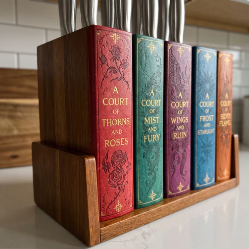 📚🔪Vintage Book Shaped Wooden Knife Block