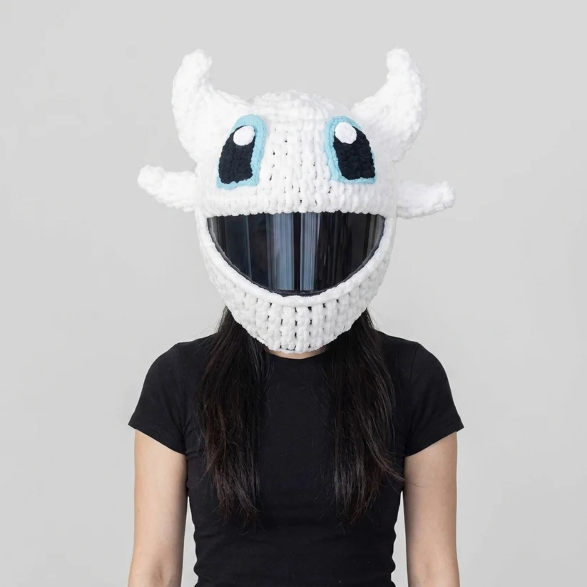 🏍️Hand‑Crocheted Motorcycle Helmet Cover
