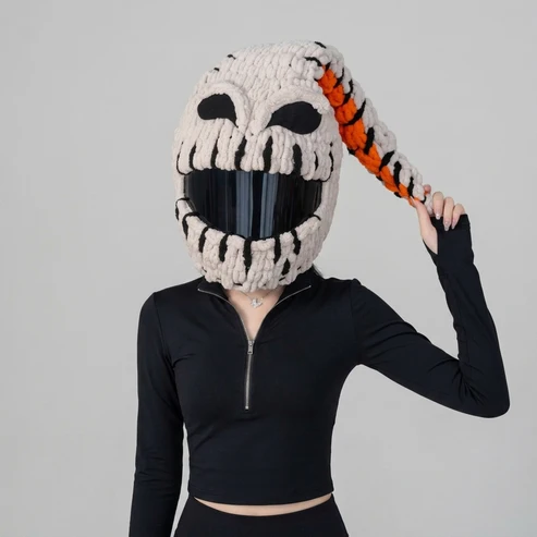 🏍️Hand‑Crocheted Motorcycle Helmet Cover