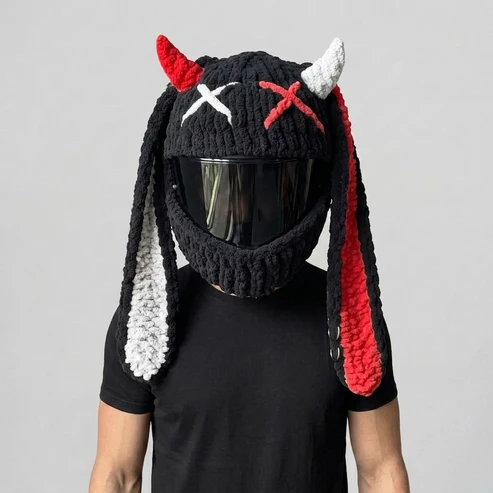 🏍️Hand‑Crocheted Motorcycle Helmet Cover