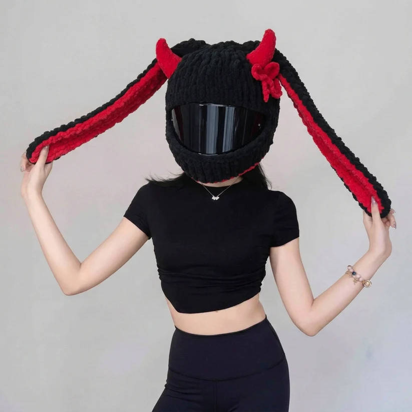 🏍️Hand‑Crocheted Motorcycle Helmet Cover