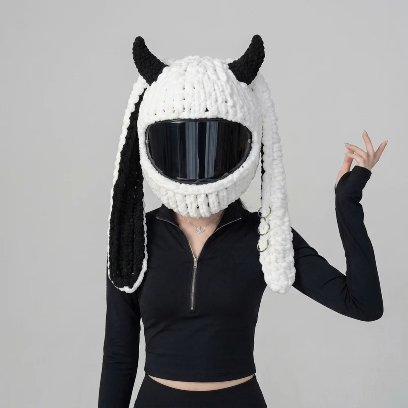 🏍️Hand‑Crocheted Motorcycle Helmet Cover