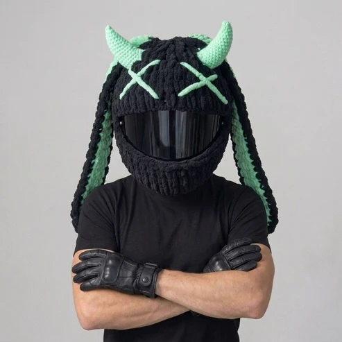 🏍️Hand‑Crocheted Motorcycle Helmet Cover