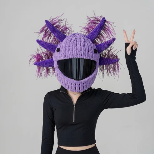 🏍️Hand‑Crocheted Motorcycle Helmet Cover