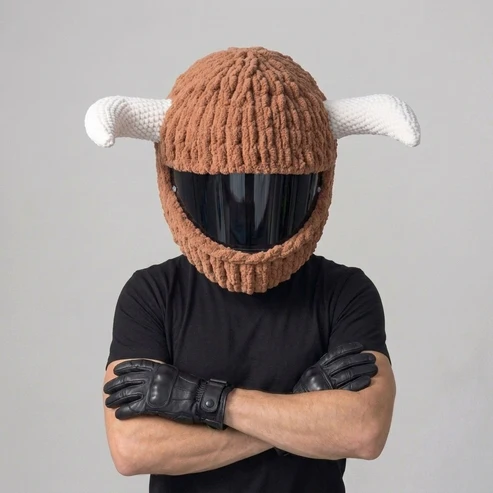 🏍️Hand‑Crocheted Motorcycle Helmet Cover