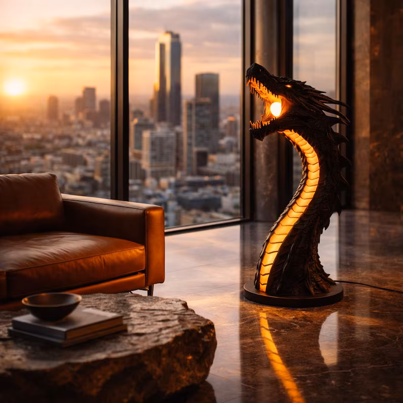 🐉Medieval Dragon Sculpture Floor Lamp