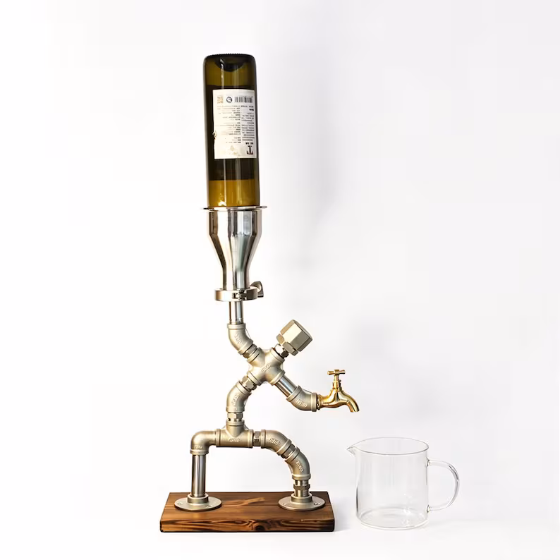 🍷Industrial Pipe Man Wine Dispenser Stand
