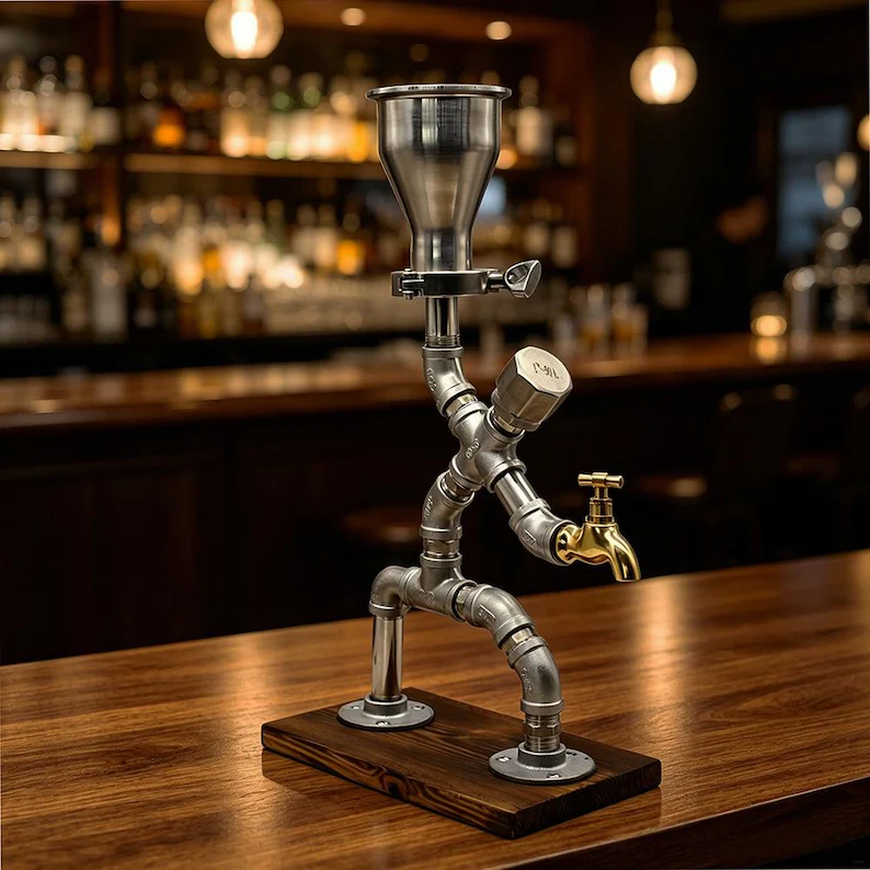 🍷Industrial Pipe Man Wine Dispenser Stand