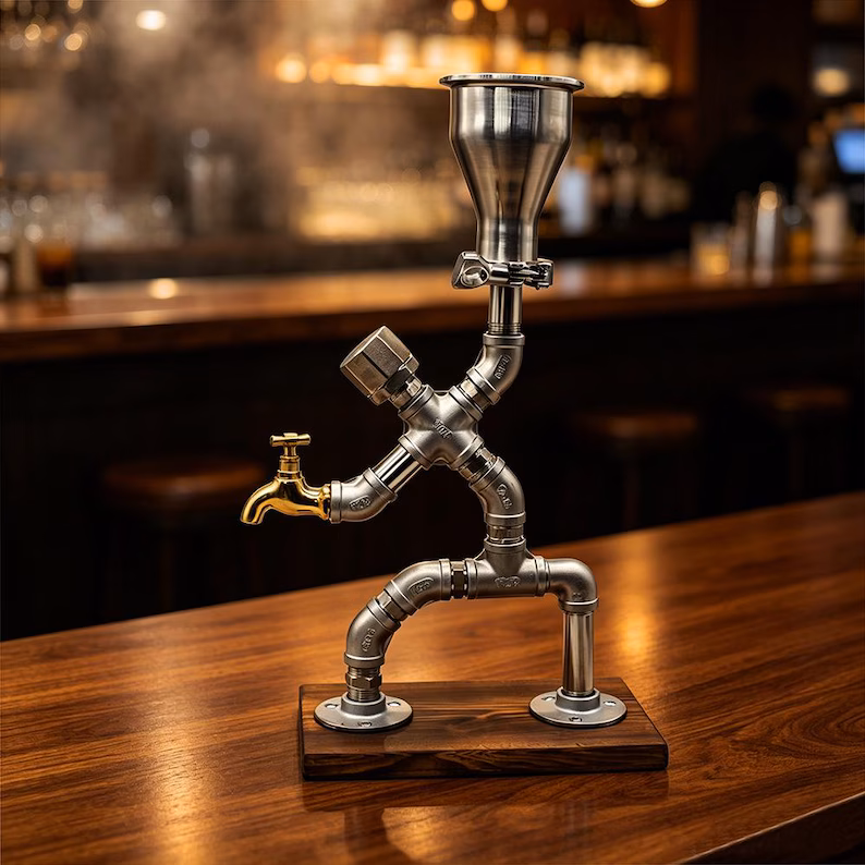 🍷Industrial Pipe Man Wine Dispenser Stand