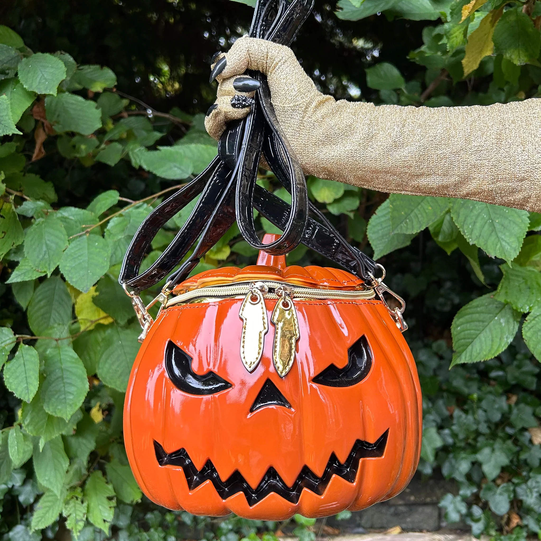 Pumpkin Jack O'Lantern Crossbody Handbag