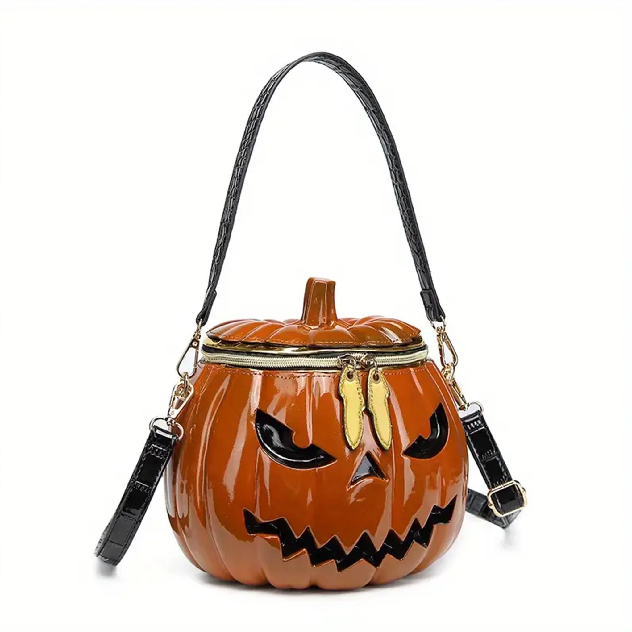 Pumpkin Jack O'Lantern Crossbody Handbag