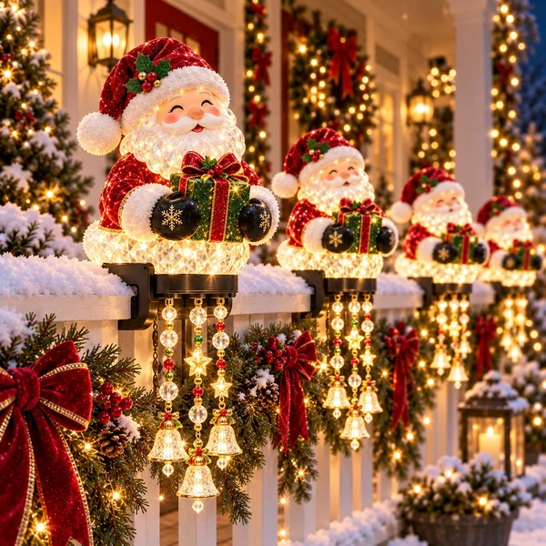 Holiday Railing Charm – Christmas Porch Decor with Warm Glow🎄