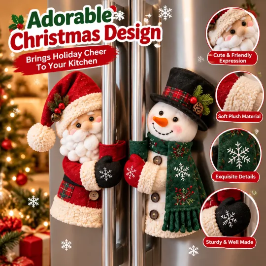 🎅 Santa & Snowman Christmas Fridge Handle Decorations