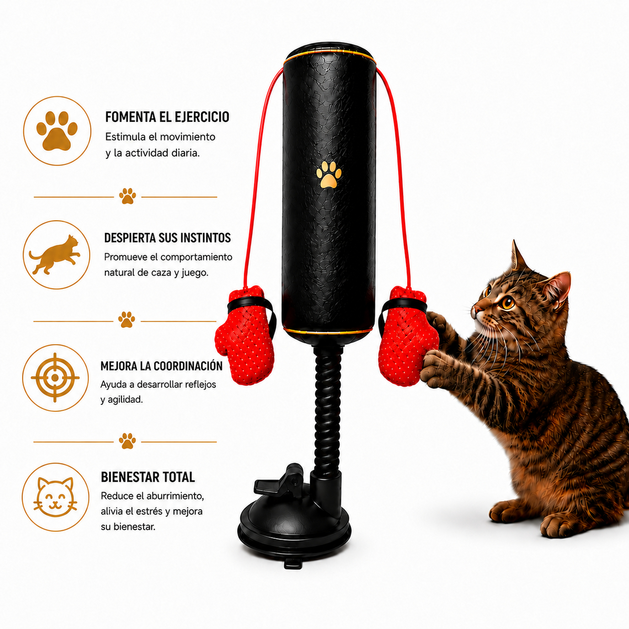 Cat Punching Bag Interactive Toy | Suction Cup Cat Boxing Bag with Catnip for Indoor Cats Exercise