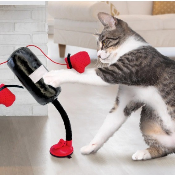 Cat Punching Bag Interactive Toy | Suction Cup Cat Boxing Bag with Catnip for Indoor Cats Exercise