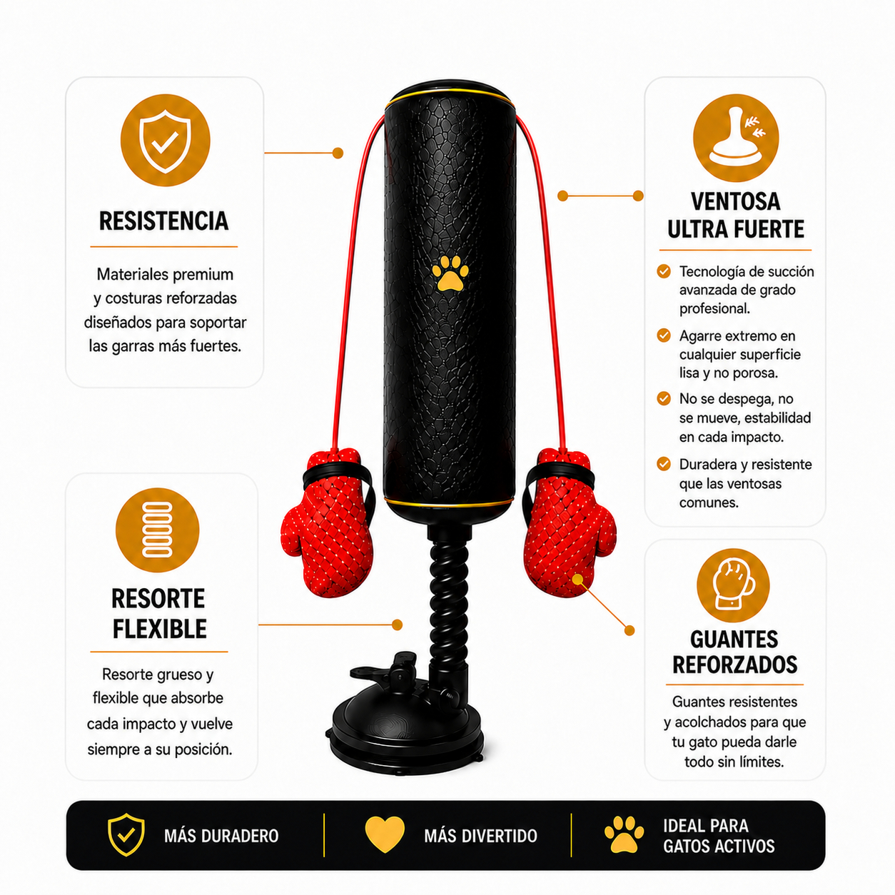 Cat Punching Bag Interactive Toy | Suction Cup Cat Boxing Bag with Catnip for Indoor Cats Exercise