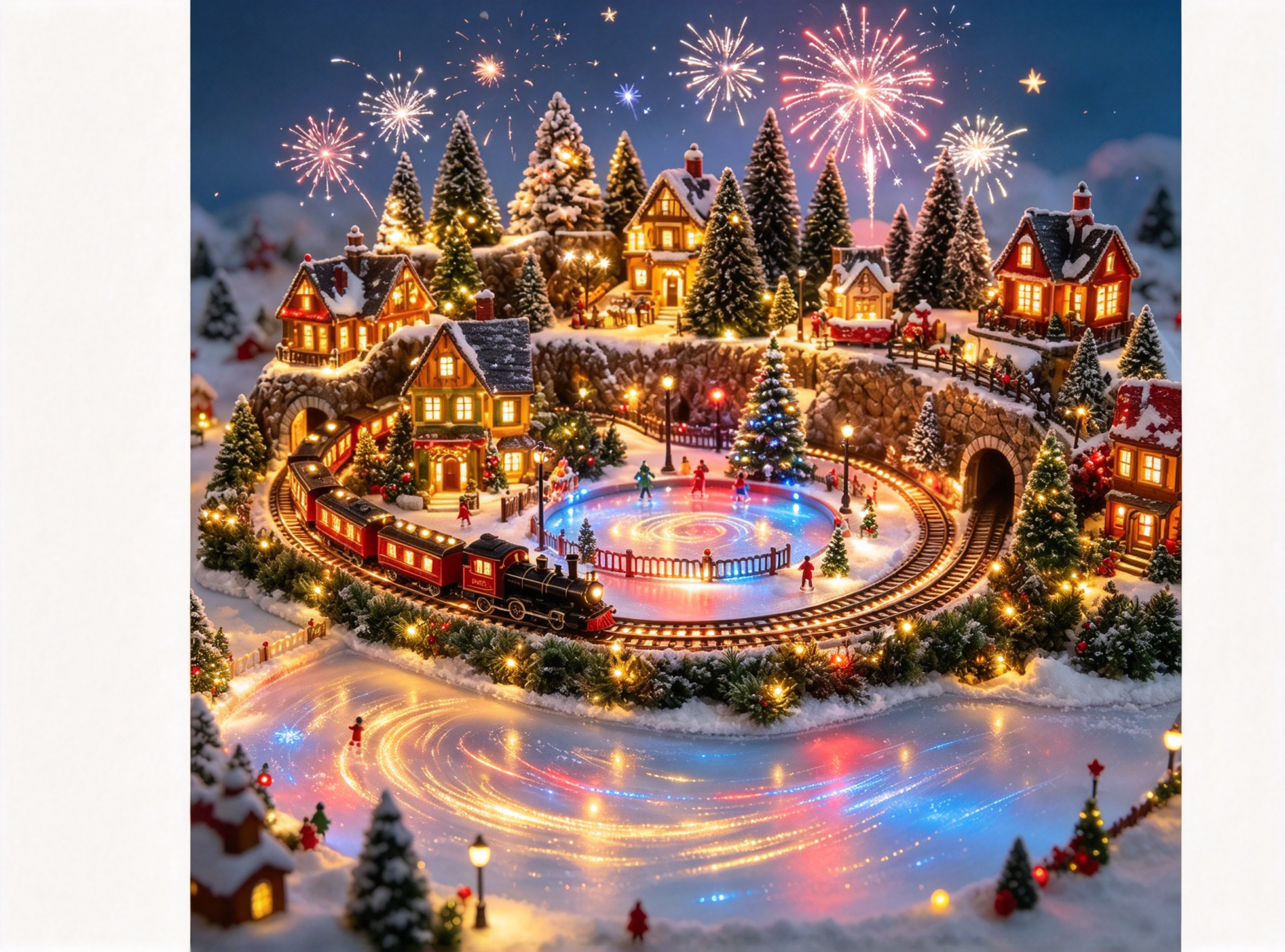 🔥 LAST DAY 49% OFF 🔥 Animated Holiday Train & Ice Rink Scene ✨
