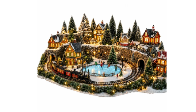 🔥 LAST DAY 49% OFF 🔥 Animated Holiday Train & Ice Rink Scene ✨