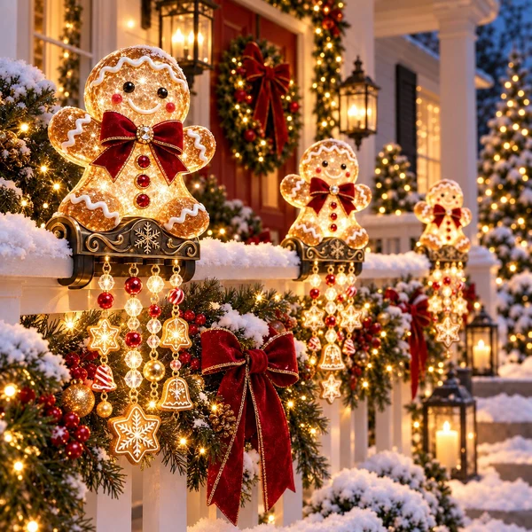 Holiday Railing Charm – Christmas Porch Decor with Warm Glow🎄