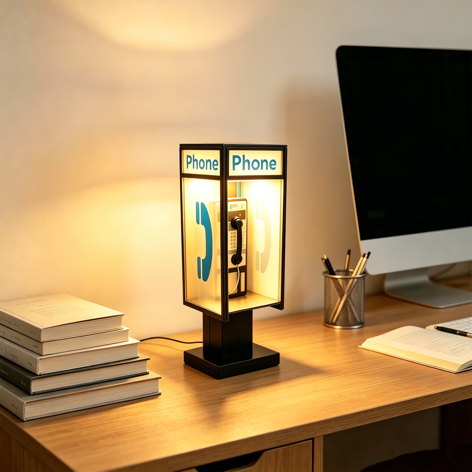 💡Vintage Telephone Booth Table Lamp